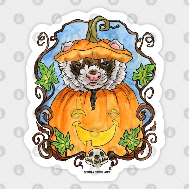 The Great Ferret Pumpkin Sticker by SierraTiegsArt